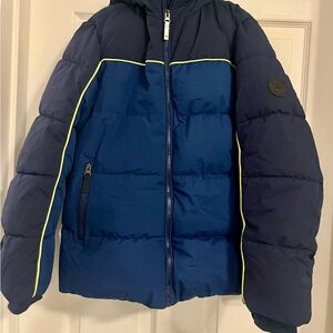 ZeroXposur Kids Dark Blue Puffer Jacket with Yellow Accents Size 14/16 Boys